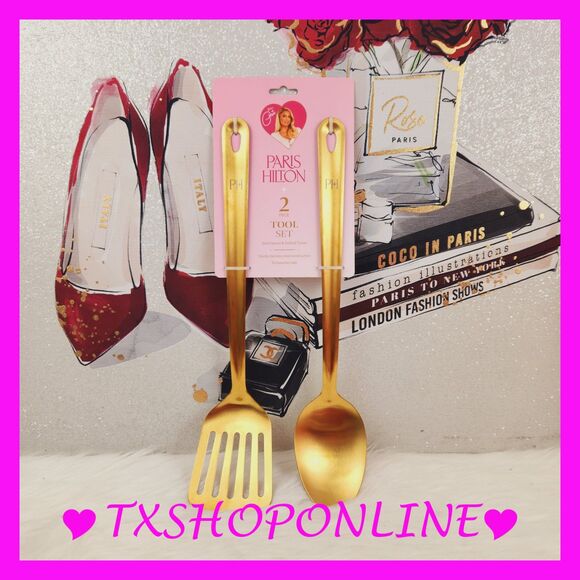 💗🍴PARIS HILTON 2pc stainless steel stool set🍴 💗NWT - Picture 1 of 6